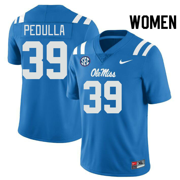 Women #39 Ciaran Pedulla Ole Miss Rebels College Football Jerseys Stitched-Power Blue